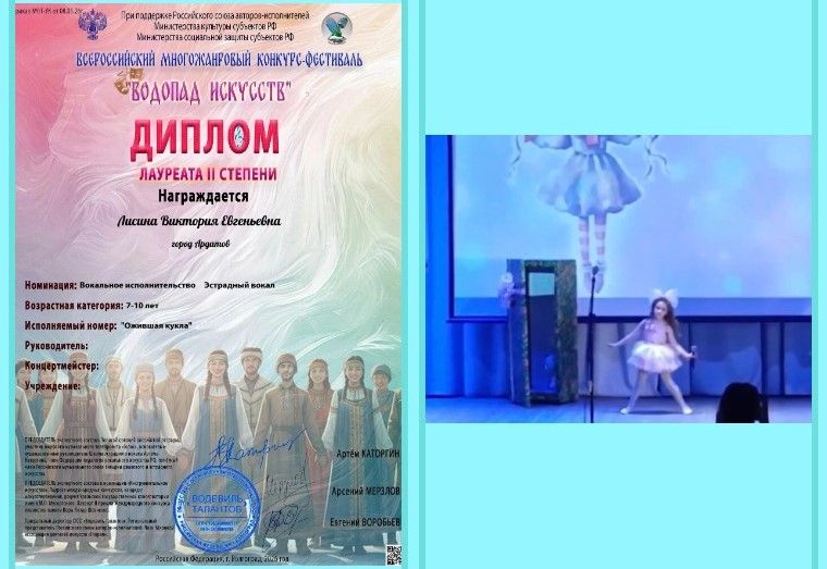 Виктория Лисина &ndash; лауреат II степени конкурса &laquo;Водопад искусств&raquo;